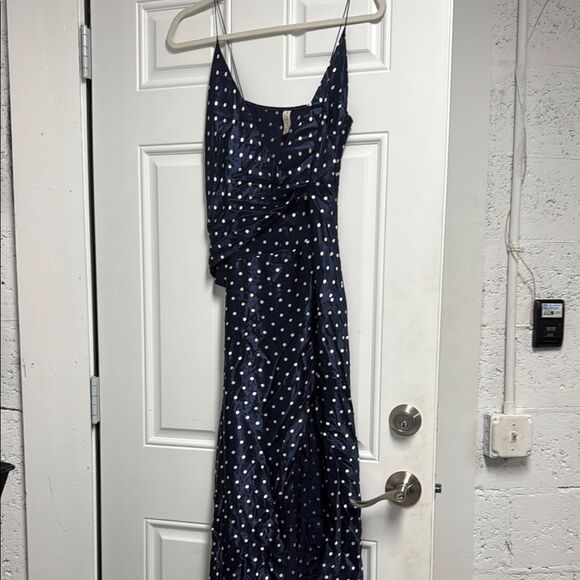 Bec + Bridge Blue Asymmetrical Sundress Cute Summer Polka Dot Navy Dress - NWOT - Picture 3 of 6